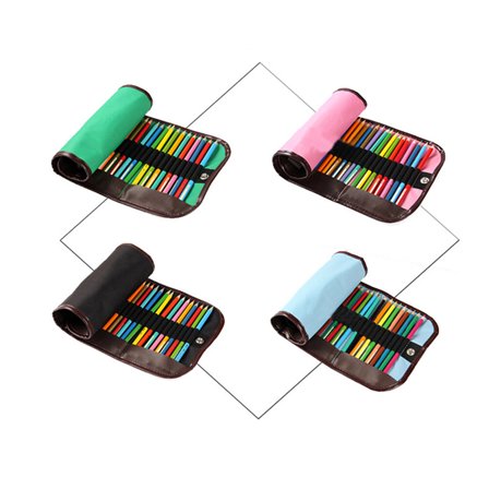 Hemoton Rollup Pencil Case Colored Pencils Wrap Case Holder Canvas Storage Pouch Organizer with 48 Slots