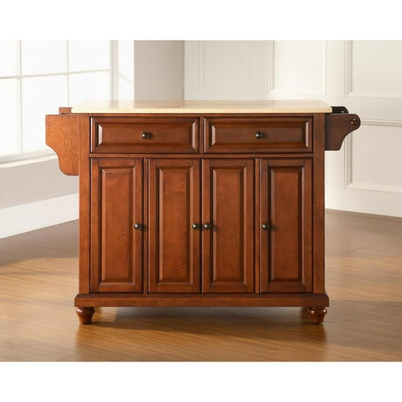 Crosley Furniture Cambridge Natural Wood Top Kitchen Island in Cherry