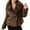 Coffee, variant on Women's Faux Fur Jackets, Long Sleeve Open Front Lapel Fluffy Winter Jackets, Winter Warm Solid Color Cropped Outerwear Fuzzy Coats