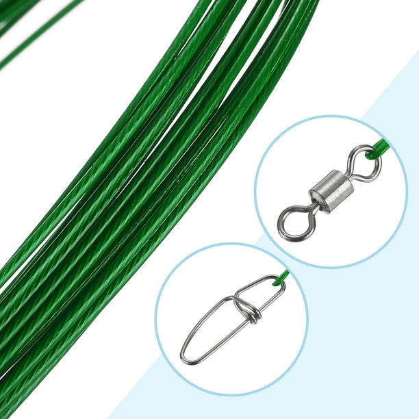 Uxcell 1.97 Fishing Leaders Wire Stainless Steel Fishing Leaders Trace  Line with Swivels and Snaps, 20 Pack, Green