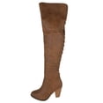 thumbnail image 2 of Forever Women Block Stacked High Heel Over the knee Thigh High Boots Side Zipper Back Lace CAMILA-58 Light Brown Tan 7.5, 2 of 4