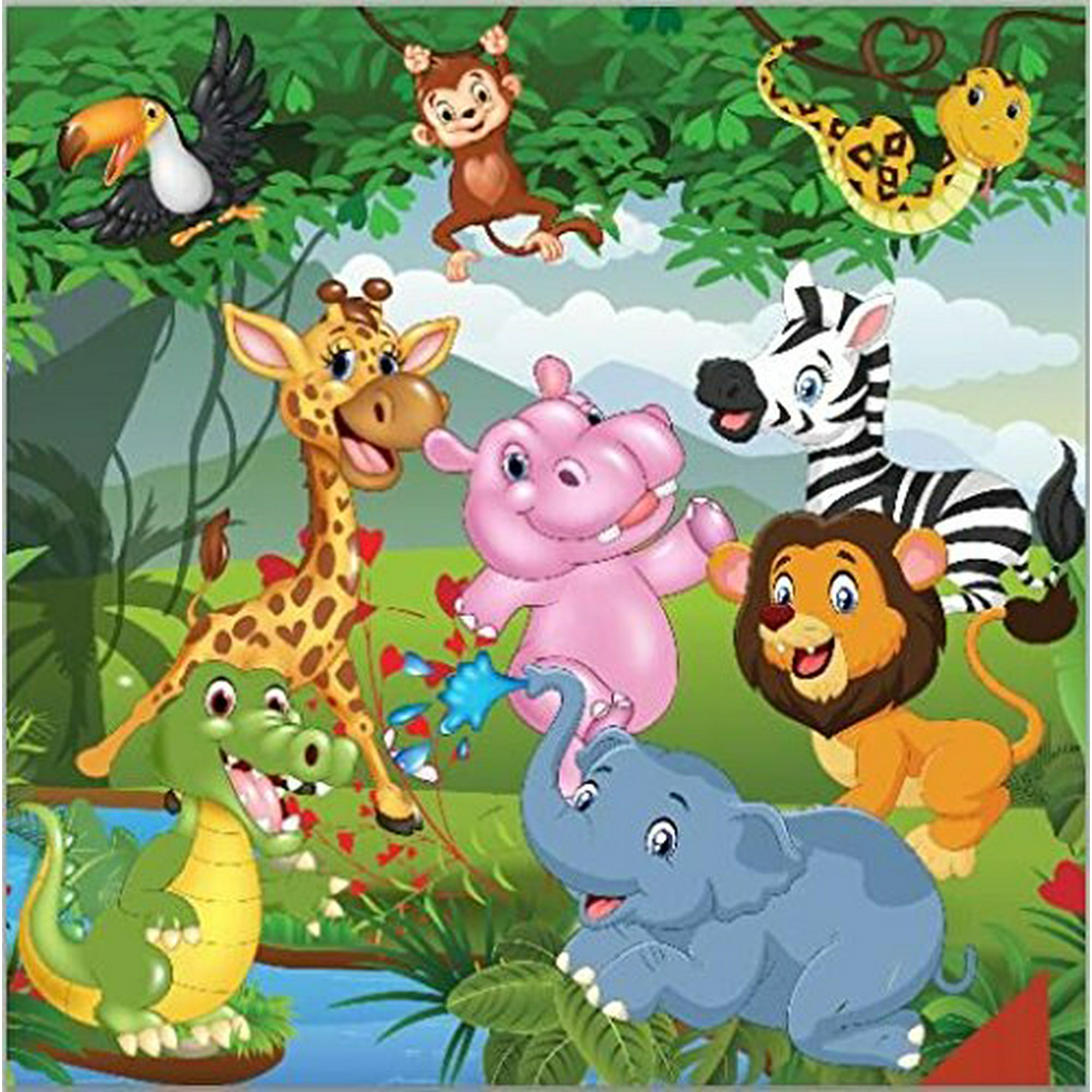 XDDJA Polyester Fabric 5x7ft Jungles Safari Cartoon Tropical Forest Animals Lion  Elephant backdrops children kids Backgrounds | Walmart Canada