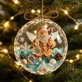 thumbnail image 5 of Christmas Tree Ornaments, Coastal Beach Acrylic 2D Flat Hanging Decor with Sea Glass, Seashells & Pinecones Accents, Lightweight Round Ornament for Xmas Tree, Window & Holiday Home Party, 5 of 6