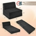 thumbnail image 3 of Costway Tri-Fold Fold Down Chair Flip Out Lounger Convertible Sleeper Bed Couch Dorm New Black, 3 of 9
