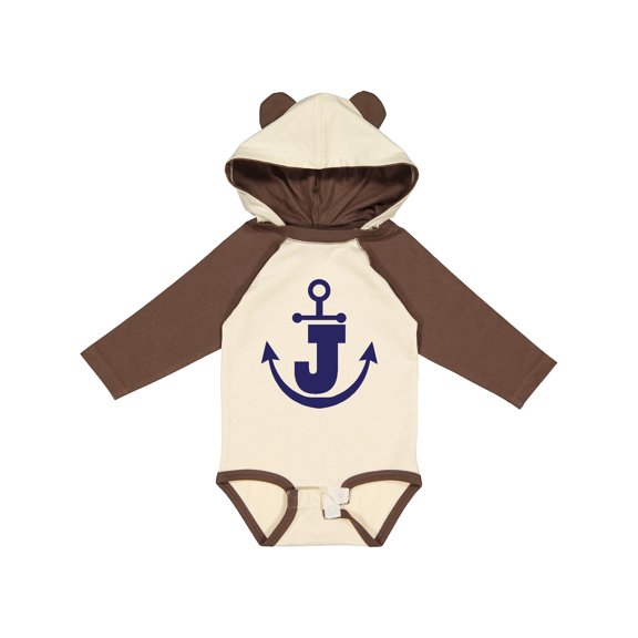 Inktastic Monogram J Nautical Anchor Boys or Girls Long Sleeve Baby Bodysuit