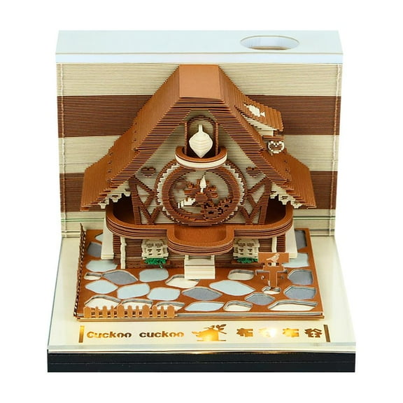 3D Calendar 2026,3D Time Piece Calendar 2026,Artistic Cuckoo Clock 3D Notepad Artwork,Exquisite Paper Sculpture Non