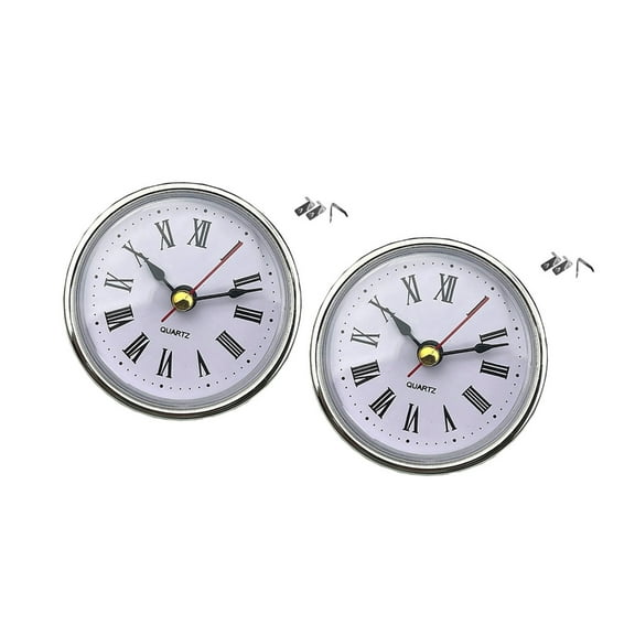 Mini Clock Insert 65mm Round Movement White Face with Gold or Silver Trim