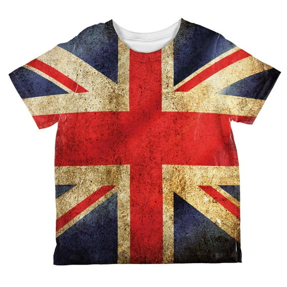 British Flag Union Jack Grunge Distressed All Over Toddler T Shirt Multi 6T