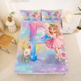 thumbnail image 5 of jejeloiu Cute Cartoon Princess Queen Sheet Sets For Girls,Magical Initial Alphabet P Bed Set For Kids,4 Pieces, 5 of 6