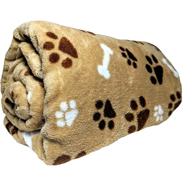 Fun Print Soft Cozy Lightweight 50 x 60 Fleece Throw Blanket (Tan with