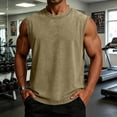 thumbnail image 2 of Men's Vintage Washed Tank Top - Soft Cotton Sleeveless Muscle Shirt with Contrast Binding, Distressed Casual Vest for Gym & Streetwear Army Green L, 2 of 6