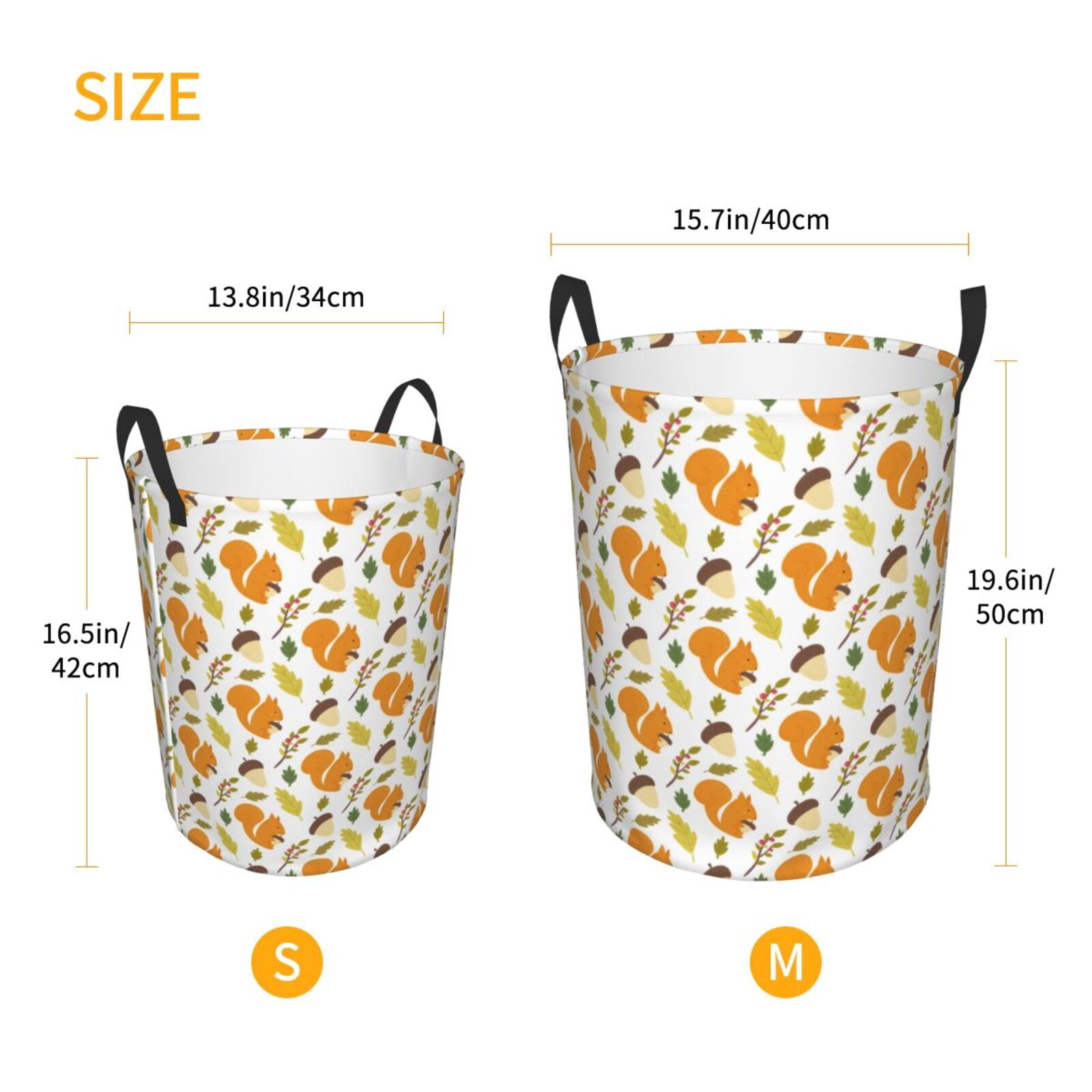 Large Laundry Basket with Handles - Cartoon Cute Squirrel Pine Cone_A Kids Baby Dirty Clothes Laundry Hamper for Bedroom Aesthetic
