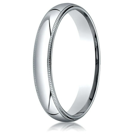 Palladium 4mm Slightly Domed Standard Comfort-fit Ring with Milgrain