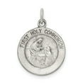 thumbnail image 1 of Solid 925 Sterling Silver Vintage Antiqued First Holy Communion Pendant Charm Medal - 20mm x 15mm, 1 of 4