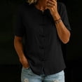 thumbnail image 6 of ClodeEU Women's Chinese Frog Button Stand Collar Short Sleeve Blouse,Solid Casual Summer Shirt Top Black,Women's Plus XL, 6 of 8