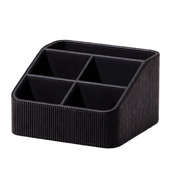 Black Roman Column Desk Organizer, 4 Compartment Organizer, Open Design Remote Control Holder, Multi-Purpose Desktop Organizer, Lightweight Plastic Storage Box for Home Office,