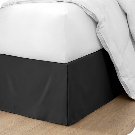 Bare Home Jupe de Lit Double Brossage - Premium 1800 Collection - Retombée de 15 Pouces - Lit Simple, Noir