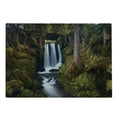 thumbnail image 2 of Waterfall Cutting Board, Waterfall Under Old Wooden Bridge in Forest Exotic Nature Theme, Decorative Tempered Glass Cutting and Serving Board, Large Size, Green Brown White, by Ambesonne, 2 of 5