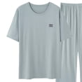 thumbnail image 3 of Ahabrexf Button Down Shirt for Men, Short Sleeve Casual, Wrinkle Free Polyester, Long Pants Set, 2 Pc, 3 of 7