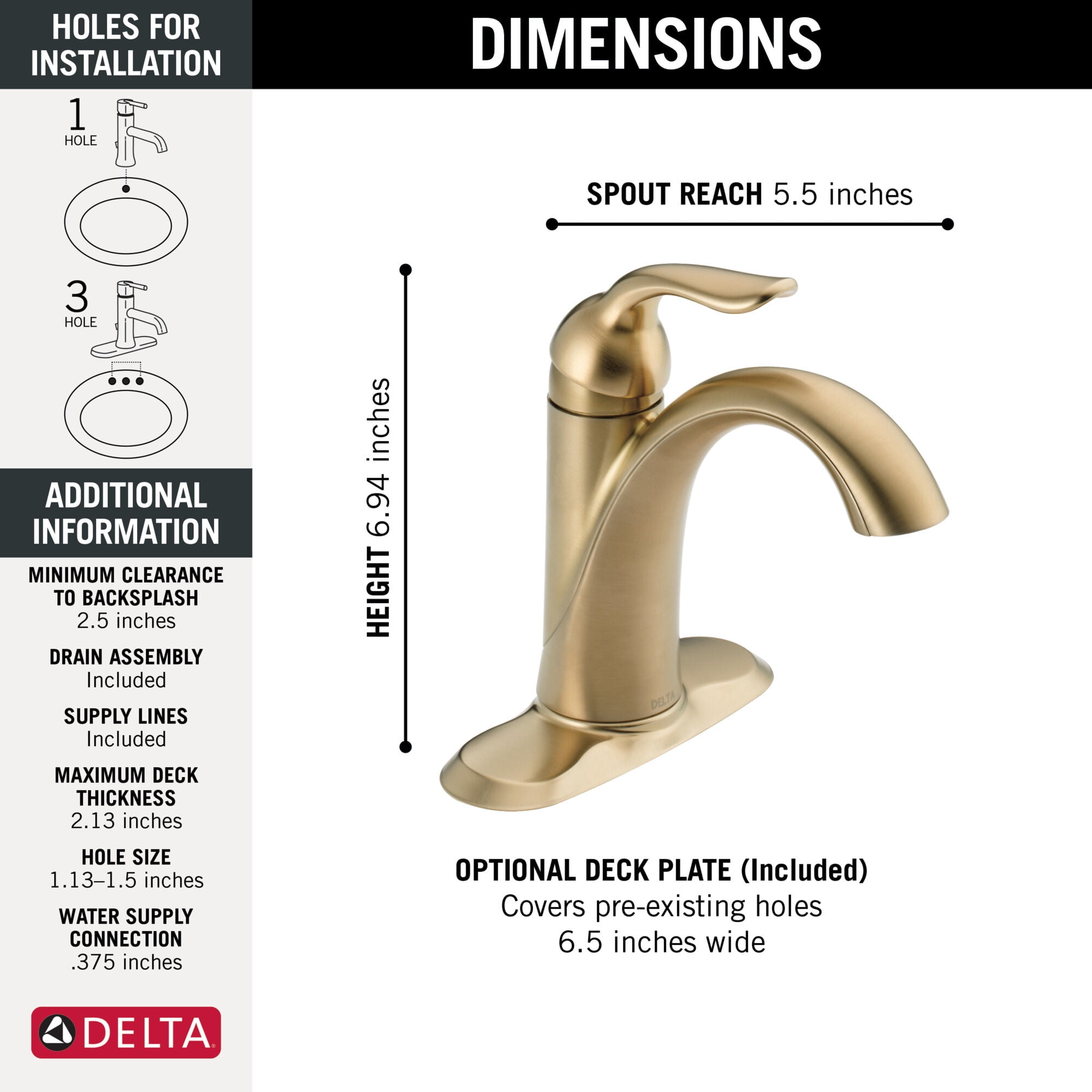 Delta Lahara Single-Handle Bathroom Faucet - 538-CZMPU-DST - Champagne Bronze