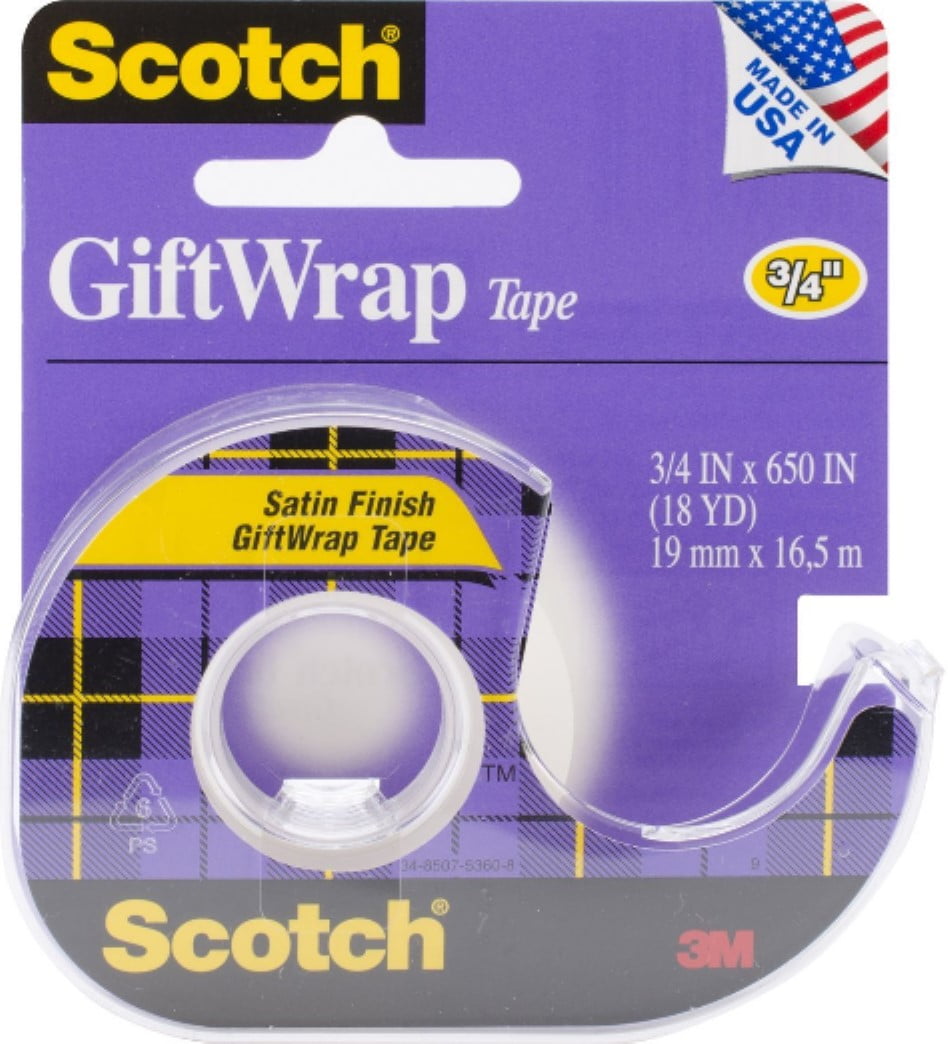 Pack of 2 Scotch Satin GiftWrap Tape 3//4 in x 650 Inches 1 ea
