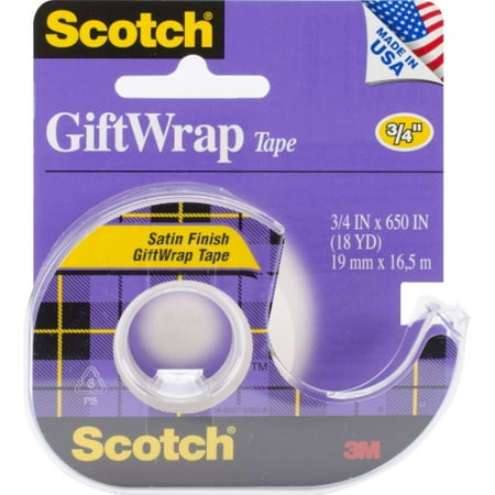 Scotch Satin GiftWrap Tape 3/4 in x 650 Inches 1 ea (Pack of 3)