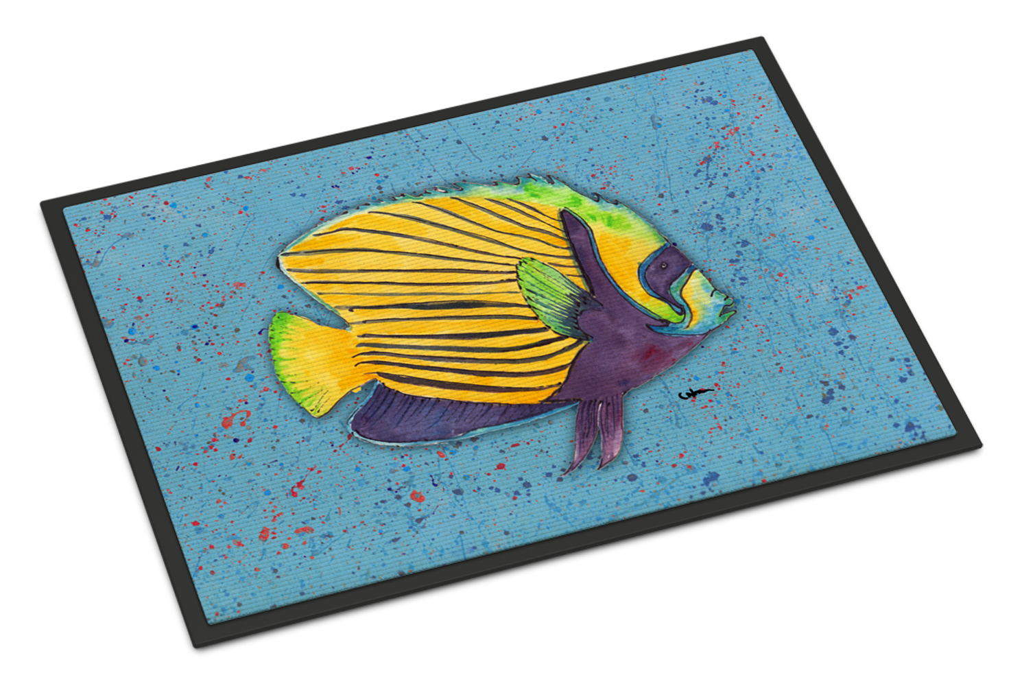 Tropical Fish on Blue Door Mat