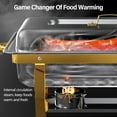 thumbnail image 3 of Jacgood Chafing Dish Buffet Set 4 Pack 8QT Gold Stainless Steel Food Warmer Chafer Complete Set with Water Pan, Chafing Fuel Holder for Home Party, Buffets, Wedding, Banquet, Catering Events, 3 of 6
