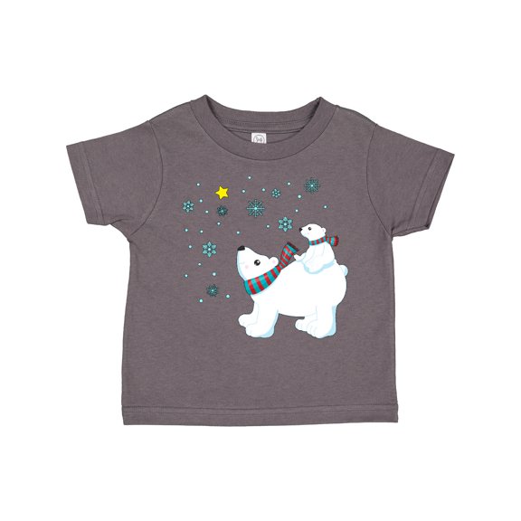 Inktastic Christmas Polar Bear and Cub with a star Boys or Girls Toddler T-Shirt
