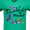 thumbnail image 4 of Inktastic Thankful and Blessed Inspirational Saying with Flowers Women's V-Neck T-Shirt, 4 of 5