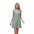 thumbnail image 3 of Womens Summer Dresses Loose Fit V Neck Sleeveless Sundresses Beach Hawaiian Dress with Pockets Dark Green M, 3 of 9