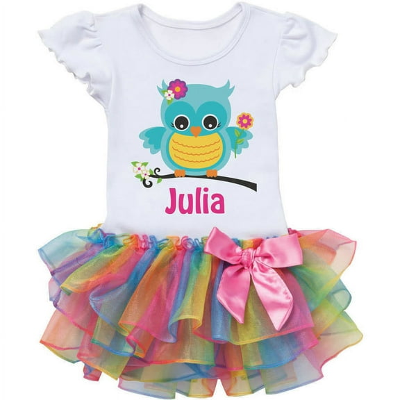 Sweet Owl Personalized Rainbow Tutu tee - 2T, 3T, 4T, 5/6T