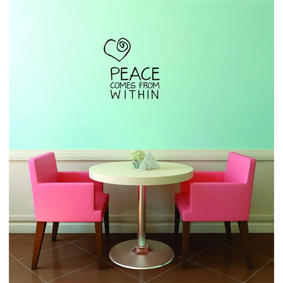 Unique Home Wall Stickers Peace Comes From Within Self Esteem Decal Décor for Bedroom Living Room Nursery - Size: 12 In x 18 In