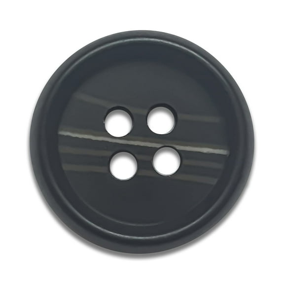 Black 4 Hole Round Buttons With Grey Splashes - 0.9 Inch Sewing Plastic Buttons for Blouse - 34L Pack of 12 - Crafts
