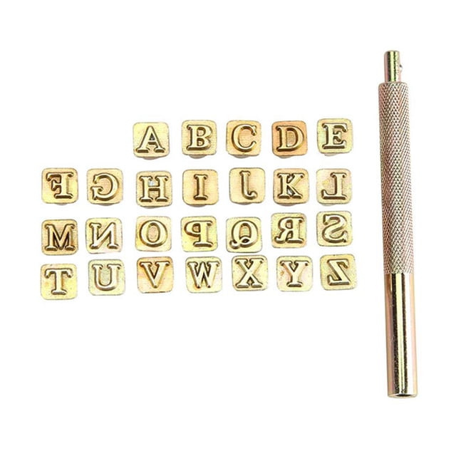 26Pcs Steel Alphabet Stamps Punch Set with 7 in 1 Adjustable Stitching Groover and Creasing Edge Beveler