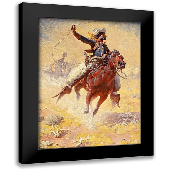 Leigh, William Robinson 12x14 Black Modern Framed Museum Art Print Titled - The Roping