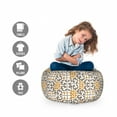thumbnail image 2 of Turkish Pattern Storage Toy Bag Chair, Tiles of Pastel Colored Spiral Geometry Scroll Details, Stuffed Animal Organizer Washable Bag, Small Size, Pale Coffee White Taupe, by Ambesonne, 2 of 3