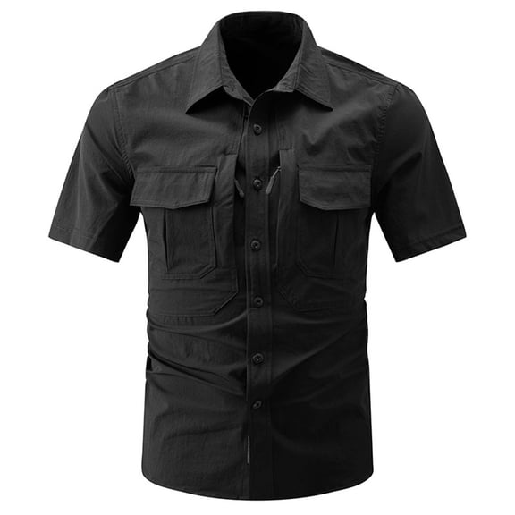 Men's Short Sleeve Tactical Button Down Shirt Quick-Dry Utility Pocket Work Shirt