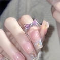 thumbnail image 6 of Pink Crystal Bow Knot Open Statement Ring for Women CZ Eternity Promise Rings Stacking Finger Bands Adjustable, 6 of 7