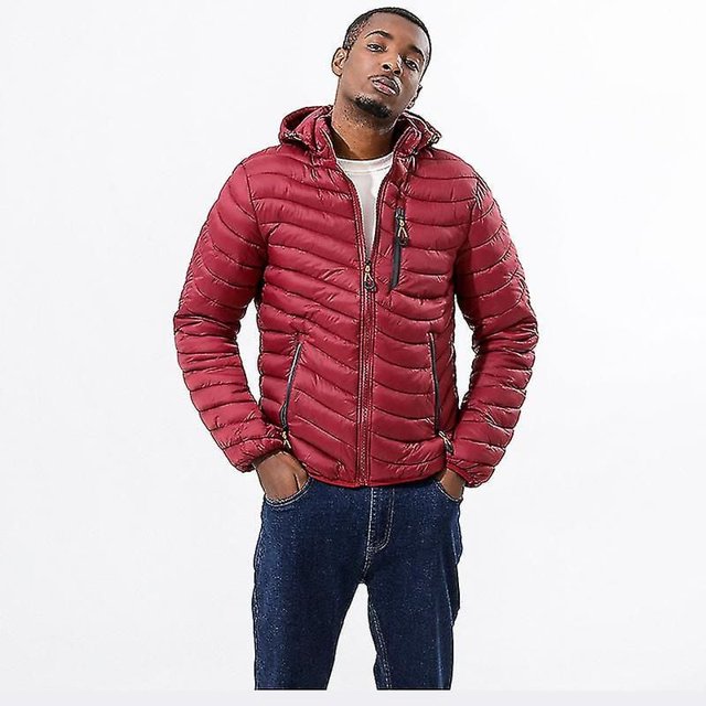 Down Jacket Lightweight Padded Jacket Men's Warm Padded Jacket Removable Hood Padded Jacket