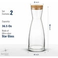 thumbnail image 2 of Bormioli Rocco Set Of 2 Ypsilon Carafe With Natural Cork Top Lid, 36.5 Oz. Star Glass Pitcher For Water, Juice, Ice Tea Or Wine., 2 of 8
