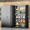 thumbnail image 4 of SUNCROWN Metal Storage Cabinets with Lock, 72" Locking Garage Cabinet with 2 Door and 4 Adjustable Shelves, Locking Tool Cabinets for Office,Home,Garage,Gym,School (Black), 4 of 9