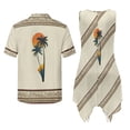 thumbnail image 5 of Psesaysky Couples Hawaiian Outfits Matching Sets for Women Men Brown Native Palm Summer Sleeveless Flared Dress with Aloha Shirts Wedding Party Matching Clothes Plus Size-3XL, 5 of 7