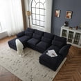 thumbnail image 3 of 110" Sectional Sofa, U Shaped Teddy Fleece Sofa Set, 4 Seat Convertible Couch, Sleeper Sofa Bed with Double Chaise for Living Room, Blue, 3 of 8