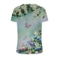 thumbnail image 5 of Fesfesfes Women Plus Size Tops Women Fashion Summer Fold Printed Regular Women Short Sleeves Round Neck Button Top T Shirts for Women Loose Fit 3XL(US:14), 5 of 6
