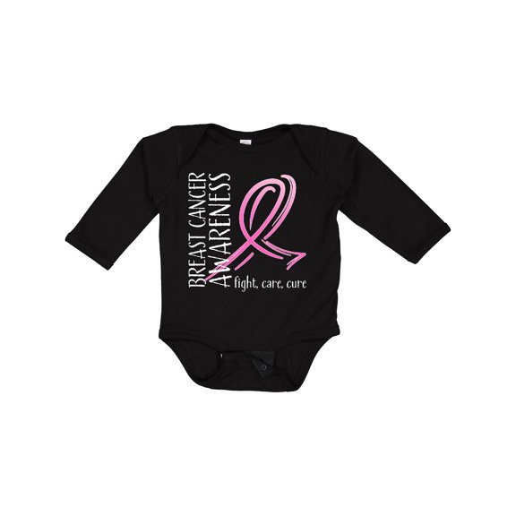 Inktastic Breast Cancer Awareness Fight, Care, Cure Boys or Girls Long Sleeve Baby Bodysuit