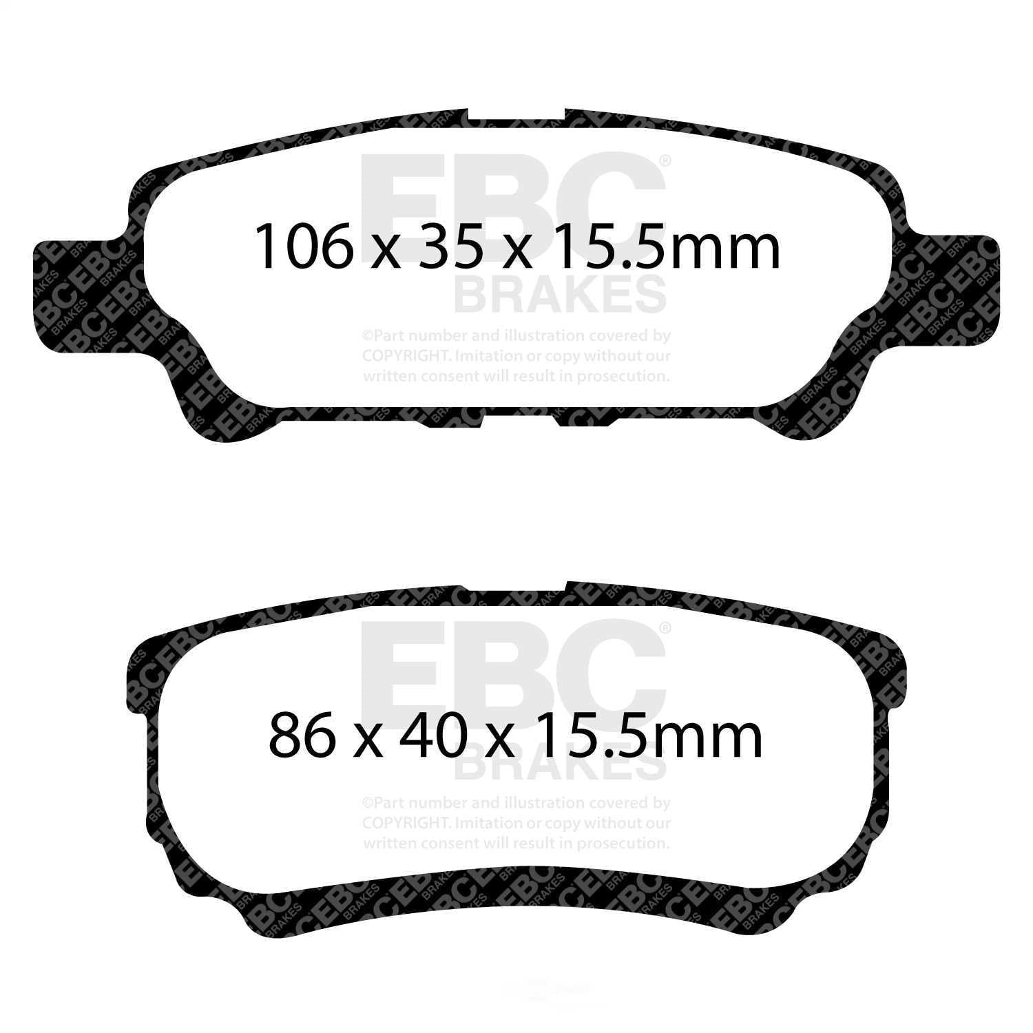 EBC Brakes DP21563 Greenstuff 2000 Series Sport Brake Pads, FMSI Pad No. D1037 Solid 262mm Dia