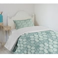 thumbnail image 4 of Ambesonne Geometric Quilted Bedspread Set 2 Pcs, Oval Doodle, Twin Size, Coconut Turquoise, 4 of 6