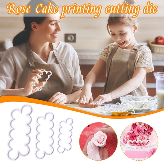 Summer Clearance 2023! YOHOME 3pcs all-in-one rose flower fondant cake printing press biscuits