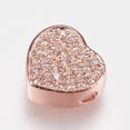 thumbnail image 2 of 5 pc Brass Micro Pave Cubic Zirconia Beads Heart Clear Mixed color 9x9.5x4mm Hole: 1.2mm Brass+Cubic Zirconia, 2 of 3